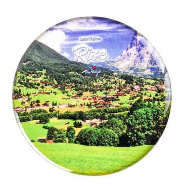 Rize Themed Epoxy Dome Round Souvenir Fridge Magnet 67 mm - 12