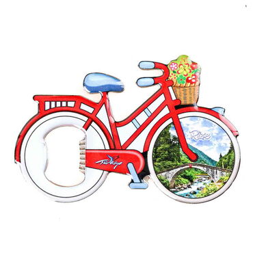 Myros - Rize Themed Bicycle Shaped Metal Magnetic Bottle Opener 100x65 mm