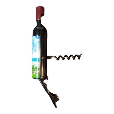 Rize Themed Bottle Shaped Metal Wine Bottle Corkscrew Opener-Magnetic 115x25x25 mm - Thumbnail