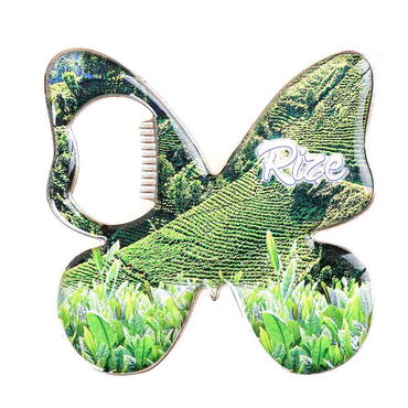 Rize Themed Butterfly Shaped Metal Magnetic Bottle Opener 70x70 mm - Thumbnail