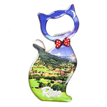 Myros - Rize Themed Cat Shaped Metal Magnetic Bottle Opener 97x48 mm