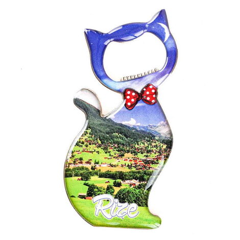 Rize Themed Cat Shaped Metal Magnetic Bottle Opener 97x48 mm