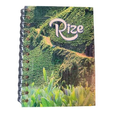 Rize Themed Custom Printed Wood Cover Notebook 120x170 mm - Thumbnail