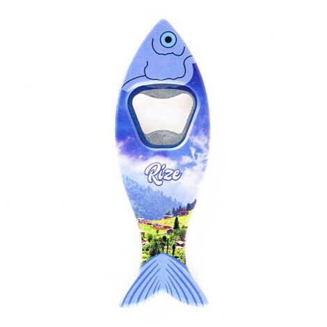 Rize Themed Customised UV Printed Fish Shape Printed Plastic Base Bottle Opener 42x130 mm