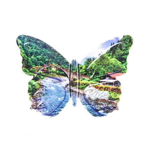 Rize Themed Customised UV Printed Plastic Base Butterfly Shaped Fridge Magnet 80x58 mm