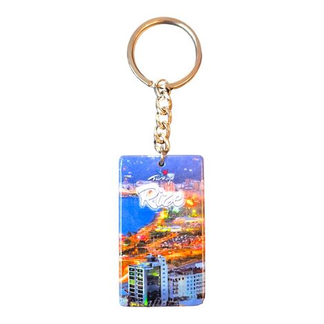 Rize Themed Customised UV Printed Plastic Base Rectangle Keyring 31x106 mm