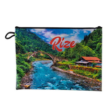 Myros - Rize Themed Digital Printed Kanvas Beach Bag 35x40 cm