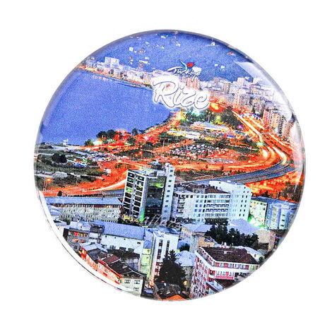 Rize Themed Epoxy Dome Round Souvenir Fridge Magnet 67 mm