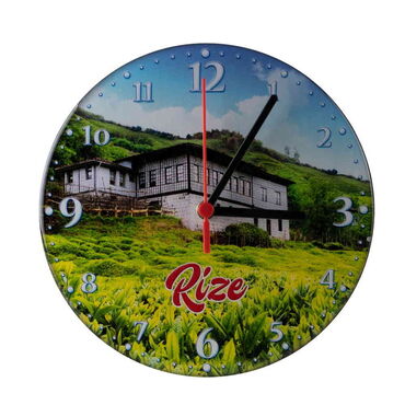 Rize Themed Epoxy Wall Clock Home Decoration 20 Cm - Thumbnail