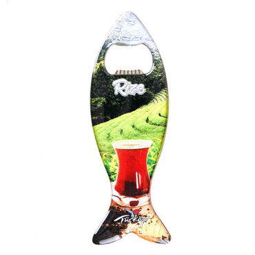 Rize Themed Fish Shaped Metal Magnetic Bottle Opener 120x43 mm - Thumbnail