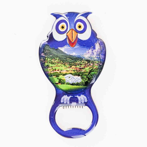 Rize Themed Owl Shaped Metal Magnetic Bottle Opener 88x47 mm