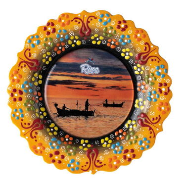 Myros - Rize Themed Turkish Ceramic Plate With Epoxy 25 Cm