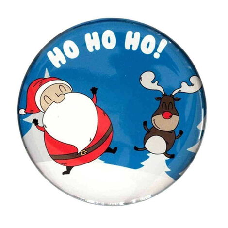 Round Epoxy Magnet with Santa Claus and Deer