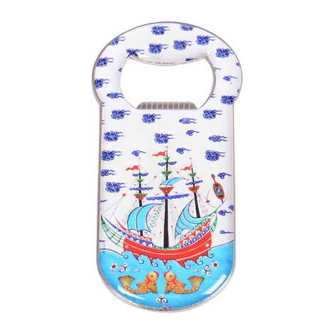 Sailtboat Themed Customizable Metal Magnetic Bottle Opener 90x45 mm - 1