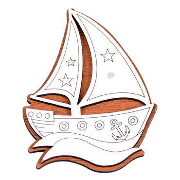 Myros - Sailtboat Themed Wooden Engraved Souvenir Fridge Magnet