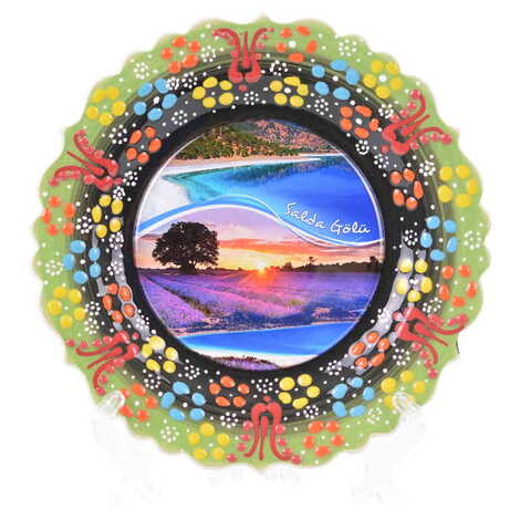 Salda Themed Turkish Ceramic Plate With Epoxy 25 Cm