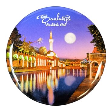 Sanliurfa Themed Epoxy Dome Round Souvenir Fridge Magnet 67 mm - 3