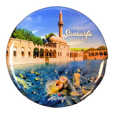 Sanliurfa Themed Epoxy Dome Round Souvenir Fridge Magnet 67 mm - 4
