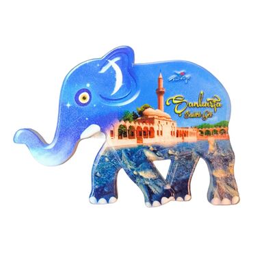 Myros - Sanliurfa Themed Customised UV Printed Plastic Base Elephant Shaped Fridge Magnet 86x62 mm