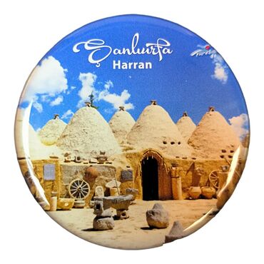 Sanliurfa Themed Epoxy Dome Round Souvenir Fridge Magnet 67 mm - Thumbnail