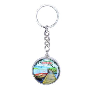 Sapanca Themed Metal Double Sided Round Keychain 40x95 mm - 2