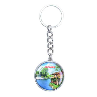 Sapanca Themed Metal Double Sided Round Keychain 40x95 mm - 3