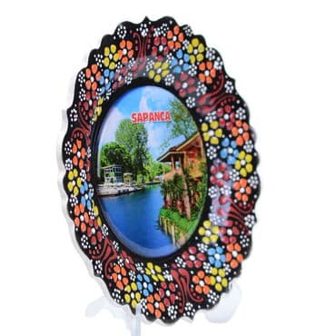 Sapanca Themed Turkish Ceramic Plate With Epoxy 18 Cm - 2
