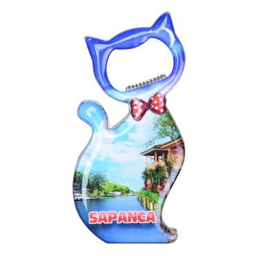 Sapanca Themed Cat Shaped Metal Magnetic Bottle Opener 97x48 mm - 3