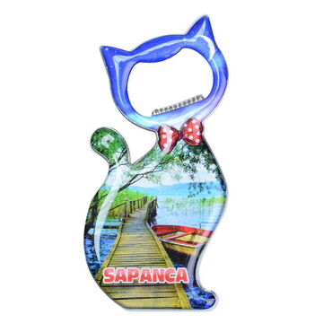 Sapanca Themed Cat Shaped Metal Magnetic Bottle Opener 97x48 mm - 4