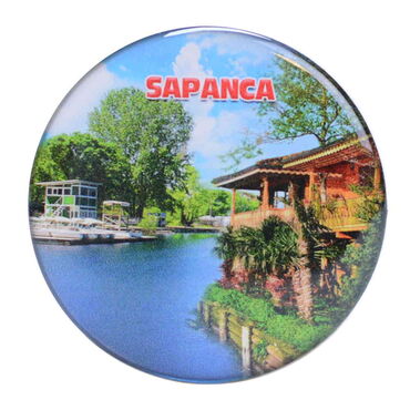 Sapanca Themed Epoxy Dome Round Souvenir Fridge Magnet 67 mm - 3