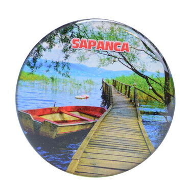 Sapanca Themed Epoxy Dome Round Souvenir Fridge Magnet 67 mm - 4