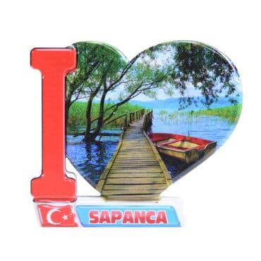 Sapanca Themed Customised UV Printed Plastic Base Heart Shaped Fridge Magnet 86x62 mm - 3