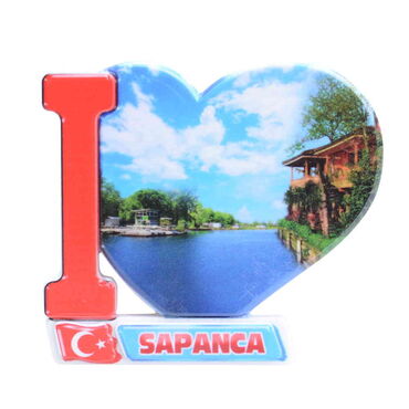 Sapanca Themed Customised UV Printed Plastic Base Heart Shaped Fridge Magnet 86x62 mm - 4