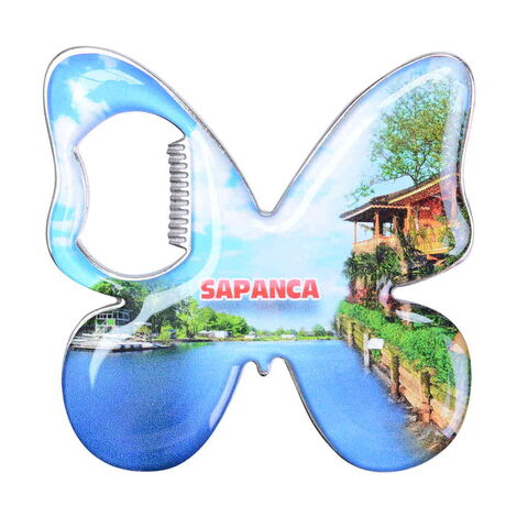 Sapanca Themed Butterfly Shaped Metal Magnetic Bottle Opener 70x70 mm