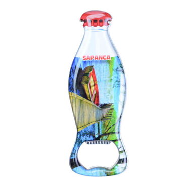 Sapanca Themed Coke Bottle Shaped Metal Magnetic Bottle Opener 120x41 mm - Thumbnail