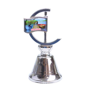 Sapanca Themed Collectible Souvenir Double Side Metal Spinner Flag Bell 44x96 mm - Thumbnail