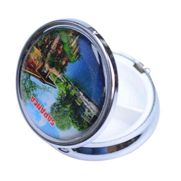 Sapanca Themed Customised Epoxy Round Pill Box 50x15 mm - Thumbnail