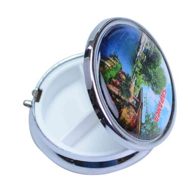 Sapanca Themed Customised Epoxy Round Pill Box 50x15 mm - Thumbnail