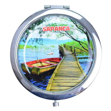 Myros - Sapanca Themed Customised Metal Epoxy Travel Make Up Compact Mirror 70x11 mm