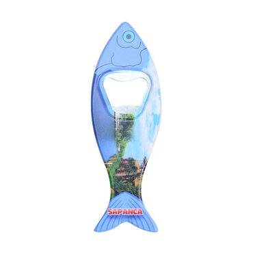 Myros - Sapanca Themed Customised UV Printed Fish Shape Printed Plastic Base Bottle Opener 42x130 mm