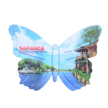 Sapanca Themed Customised UV Printed Plastic Base Butterfly Shaped Fridge Magnet 80x58 mm - Thumbnail