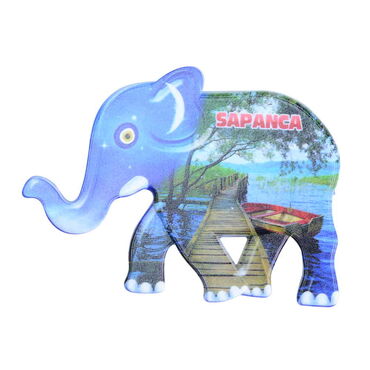 Sapanca Themed Customised UV Printed Plastic Base Elephant Shaped Fridge Magnet 86x62 mm - Thumbnail