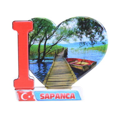 Sapanca Themed Customised UV Printed Plastic Base Heart Shaped Fridge Magnet 86x62 mm - Thumbnail