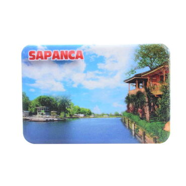 Myros - Sapanca Themed Customised UV Printed Plastic Base Rectangle Fridge Magnet 80x50 mm