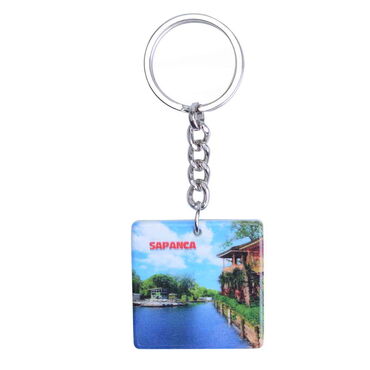 Sapanca Themed Customised Uv Printed Plastic Base Round Keyring 40x108 mm - Thumbnail