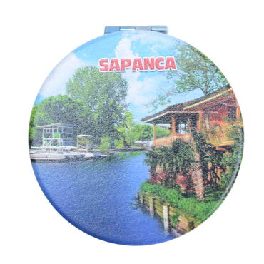 Sapanca Themed Customised Uv Printed Round Compact Mirror 72x11 mm - Thumbnail