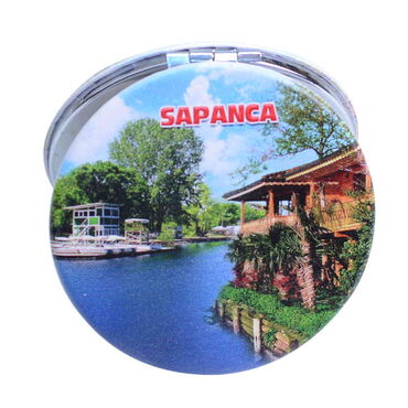 Sapanca Themed Customised Uv Printed Round Compact Mirror 72x11 mm - Thumbnail