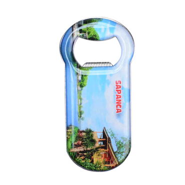 Sapanca Themed Customizable Metal Magnetic Bottle Opener 90x45 mm - Thumbnail