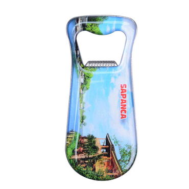 Sapanca Themed Customizable Metal Magnetic Bottle Opener 95x42 mm - Thumbnail