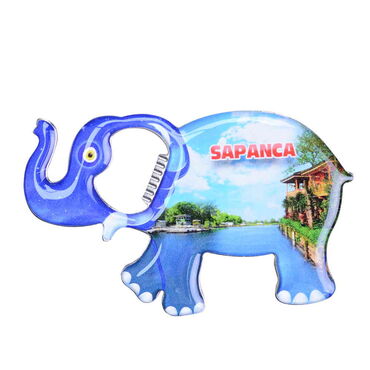 Myros - Sapanca Themed Elephant Shaped Metal Magnetic Bottle Opener 98x61 mm